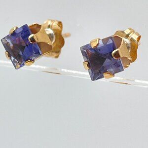 NEW 10 KT Gold & Iolite Earrings